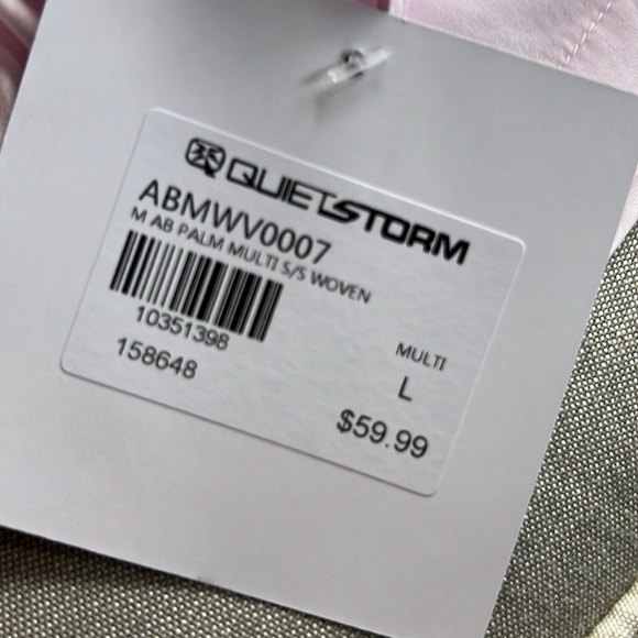 NWT Anchor Boys pale pink with palm trees button down short sleeve shirt. Large - Picture 8 of 8